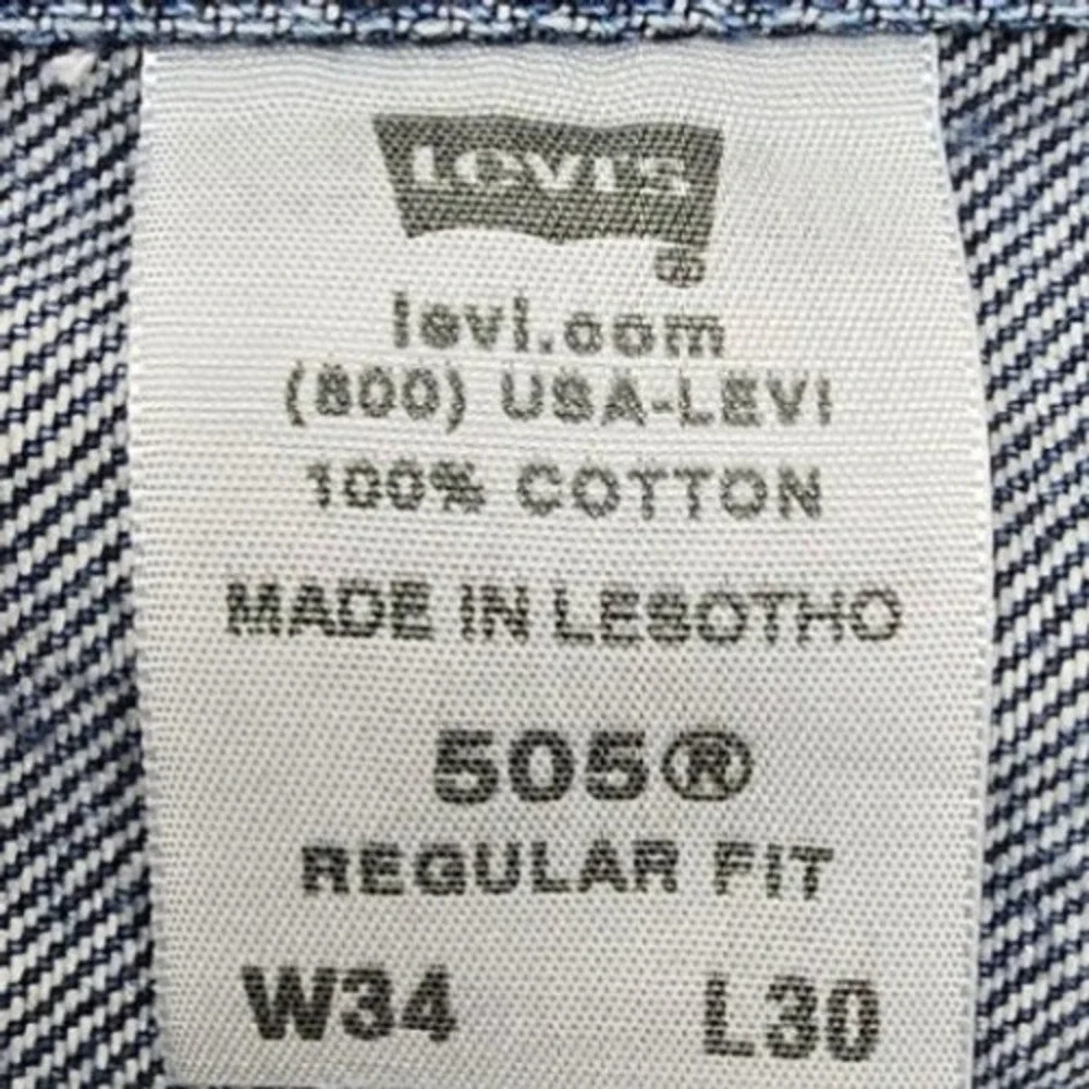 Levis‎ 505 Regular Fit Mens Jeans 34x30 Medium Wash Blue Straight Leg Denim